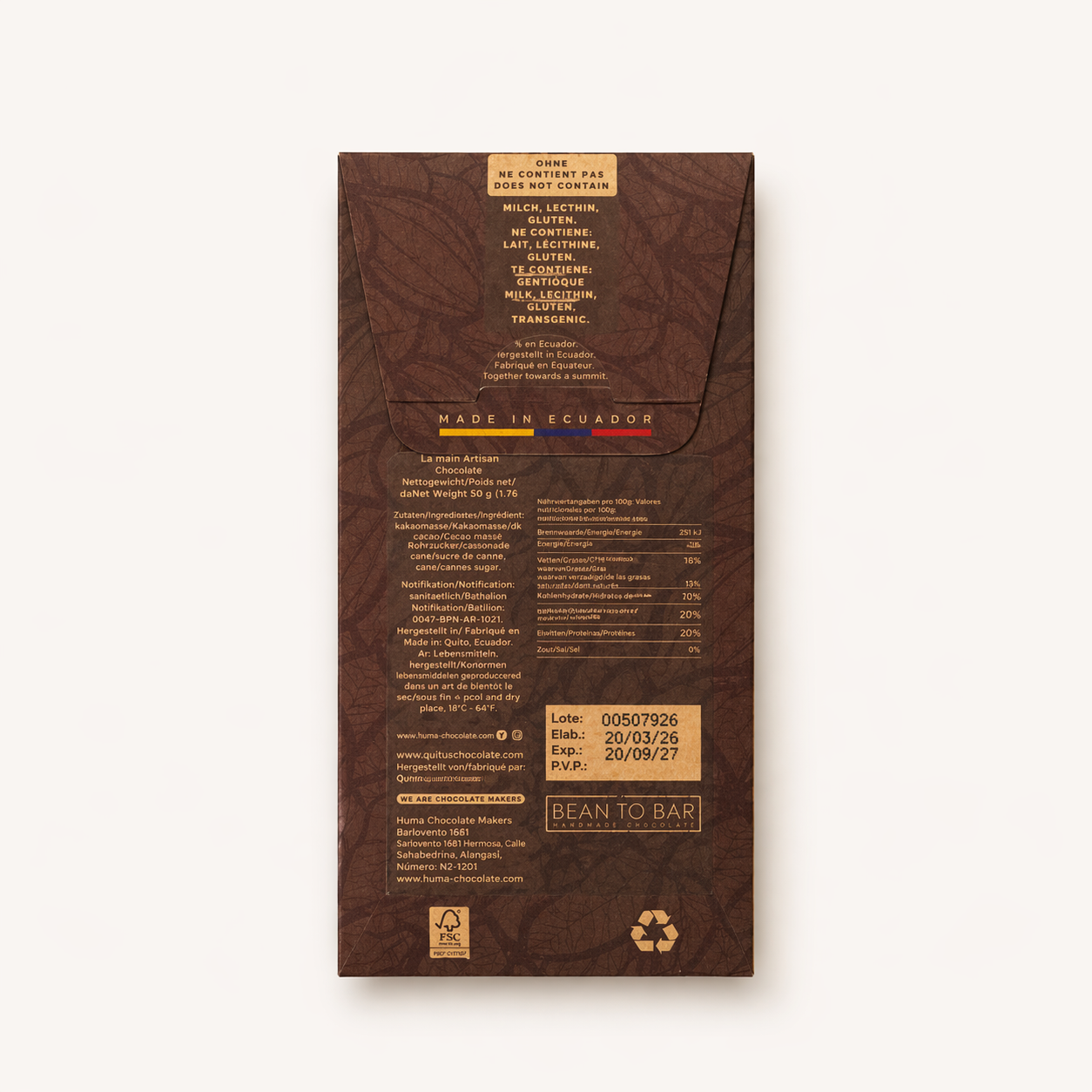 HUMA QUITU – 70 % Bean-to-Bar Schokolade aus dem Chocó Andino