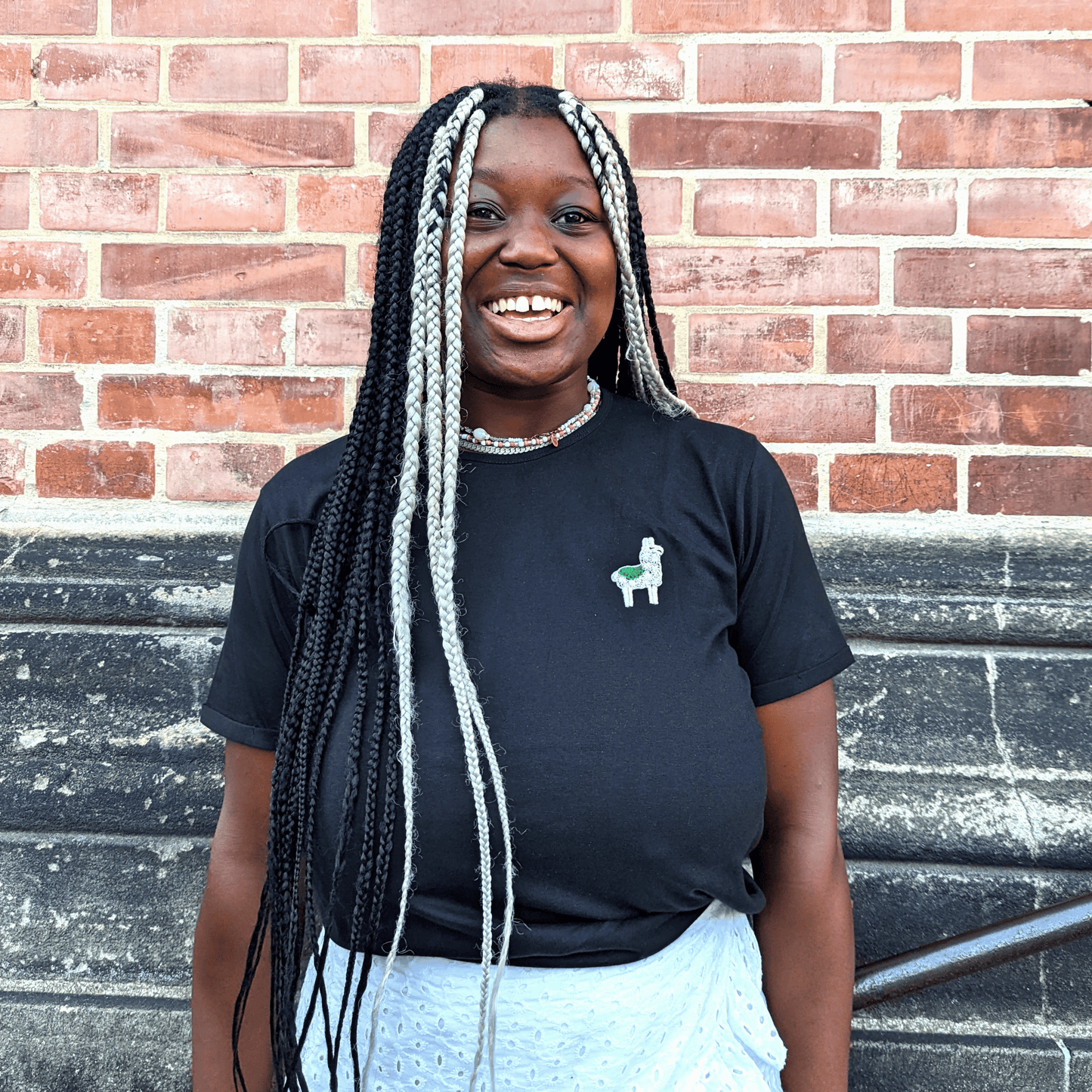 LLAMA T-shirt black | woman | hand embroidered