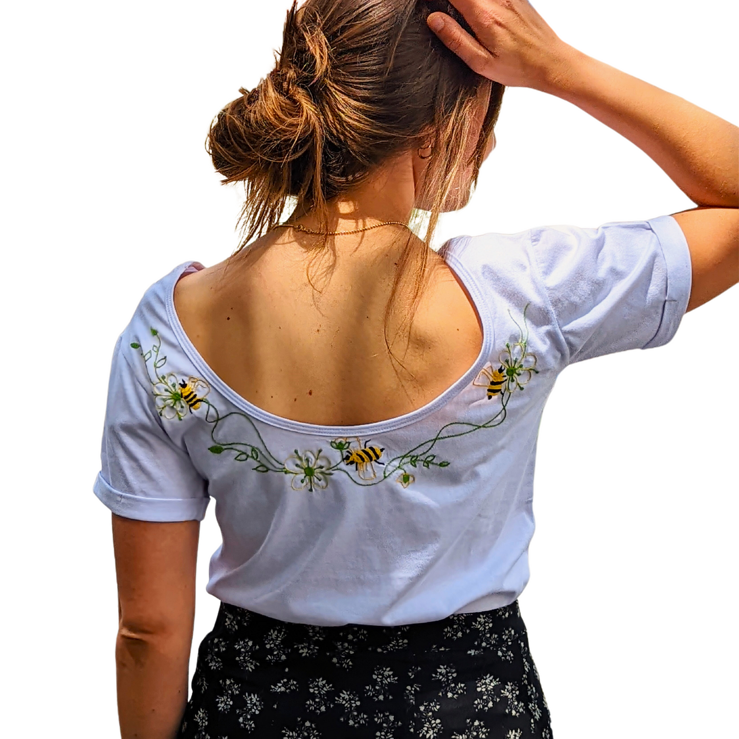 ABEJAS T-shirt white | hand embroidered