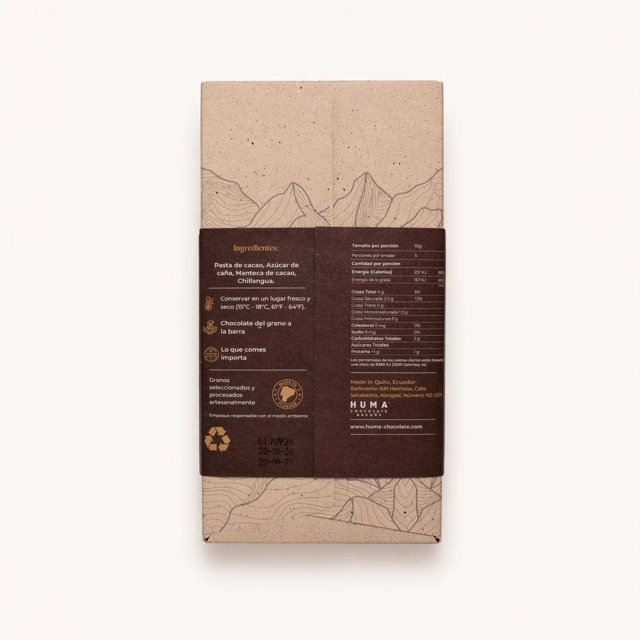 HUMA – 60 % Bean-to-Bar Schokolade mit Chillangua aus Ecuador