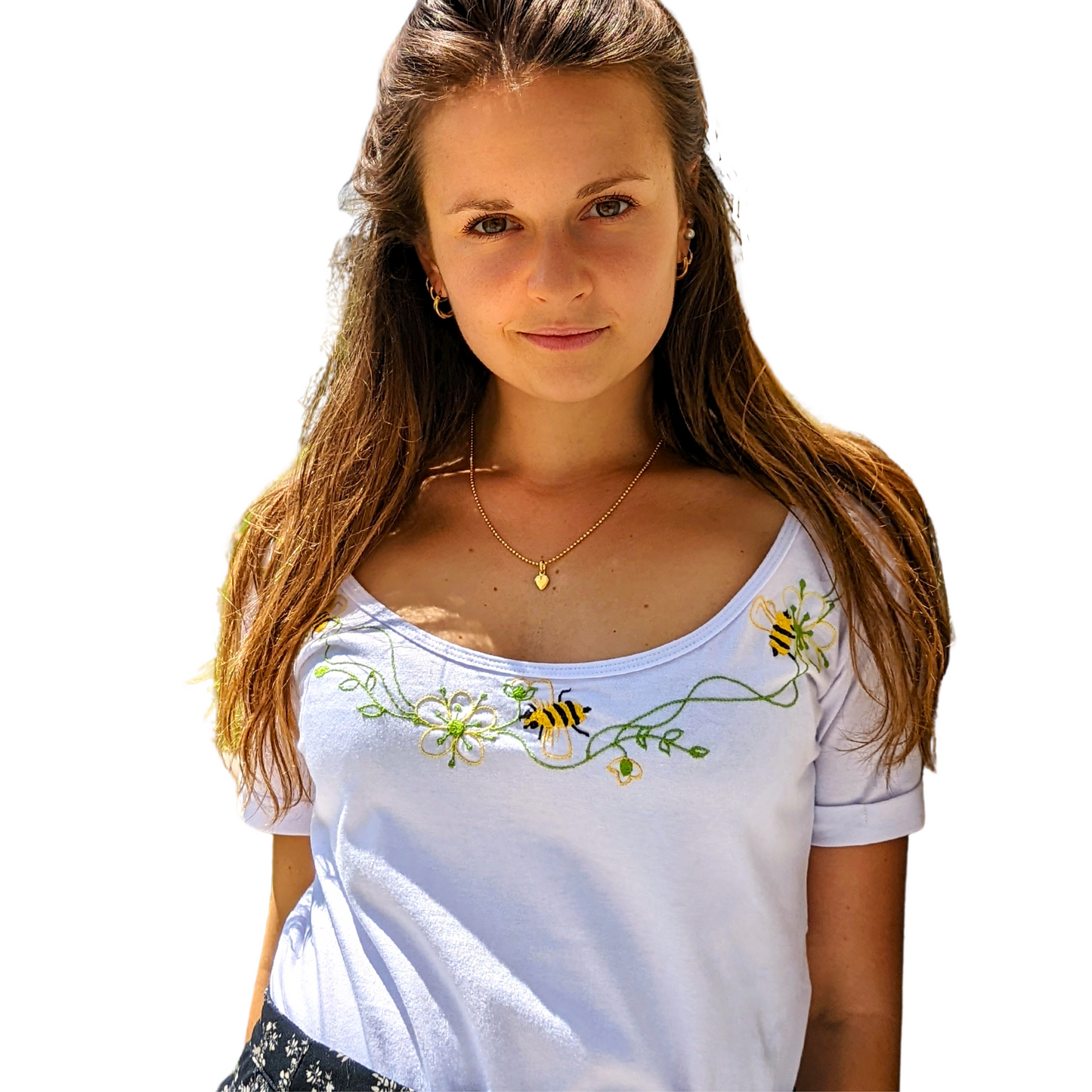 ABEJAS T-shirt white | hand embroidered