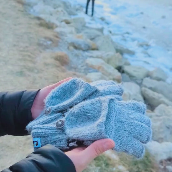 Funktionale Handschuhe Alpaka Wolle mit Klappe für Smartphone
